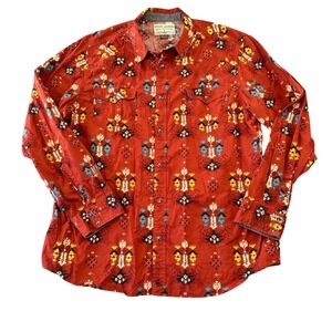 Lucky Brand Red Patterned Button-Down Shirt